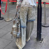 Distressed Dual-Layer Denim Jeans