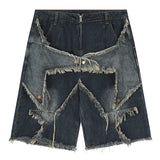 Loose Patchwork Tassel Jean Shorts