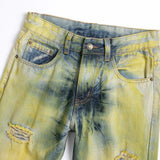 Dew Yellow Bleached Stretch Denim Jeans
