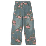 Dual Rose Floral Denim Jeans