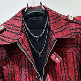 Sequin Collar Zipper Jacket