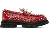 Spike Studded Red Penny Combat Loafers