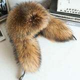 Oversized Fox Fur Leather Trapper Hat