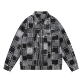 Checkerboard Flared Patchwork Jacket