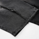 Black Distressed Wide-Leg Patchwork Jeans