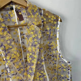 Floral Embroidered Mesh Blazer Vest