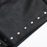 Studded Black Leather Shorts