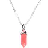 Handcrafted Pink Quartz Prism Silver Plated Chain Necklace