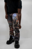 RM202SK - Graphic Printed Stacked Jeans