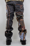 RM202SK - Graphic Printed Stacked Jeans