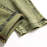 Faded Green Washed Stretch Denim Jeans