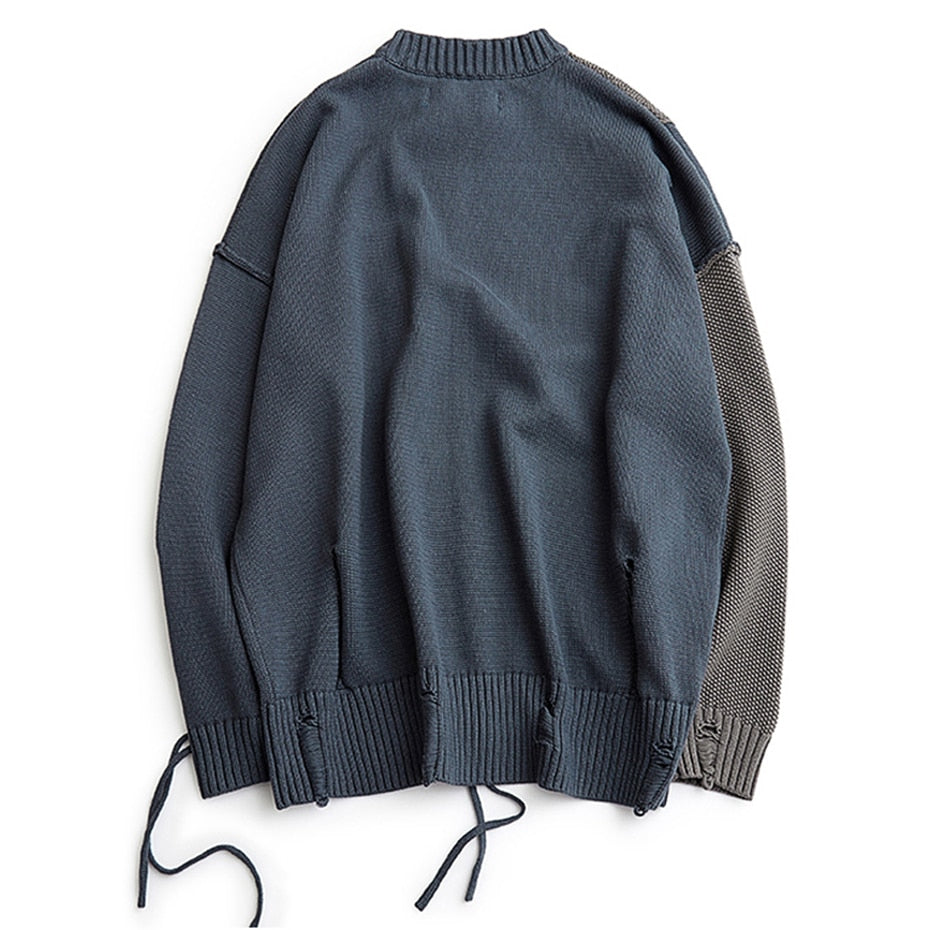 Irregular Patched Ripped Sweater