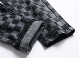 Checkerboard Faded Denim Jeans