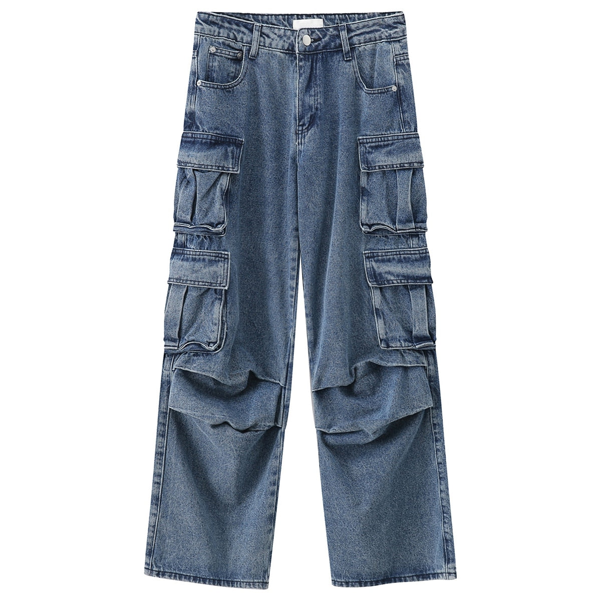 Loose Multi Pocket Baggy Blue Jeans