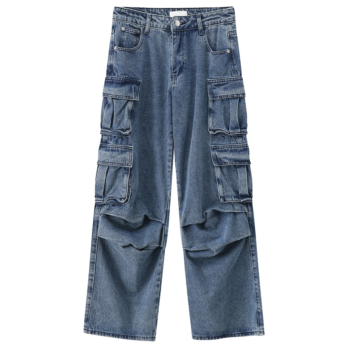 Loose Multi Pocket Baggy Blue Jeans – limetliss