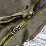 Olive Zip Patched Denim Jacket