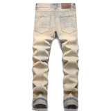 Pale Wash Double Zip Denim Jeans
