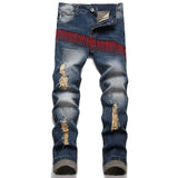 Battle Clip embroidered Ripped Denim Jeans