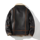 Dark Brown Lined Biker Shearling Jacket