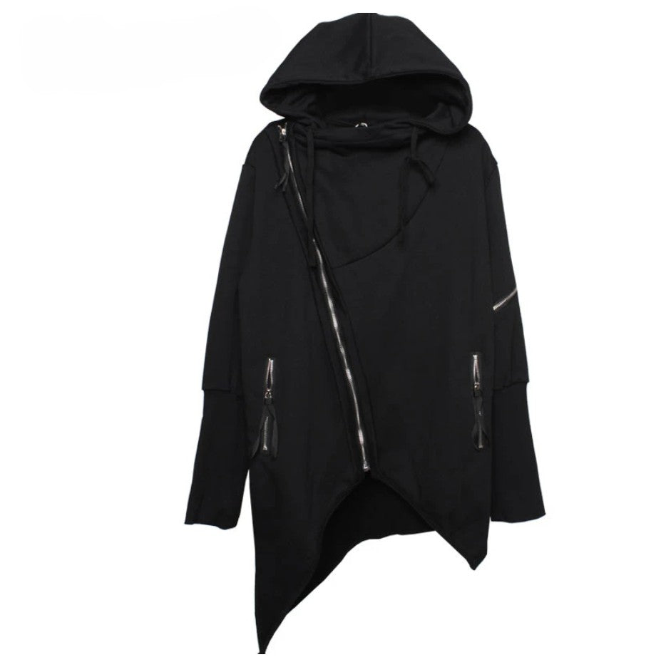 Gothic Irregular Zipper Hoodie Cloak