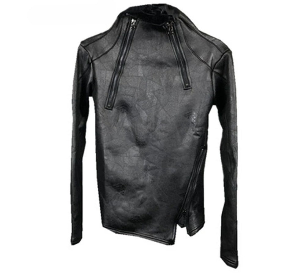 Faux Leather Double Zip Pullover