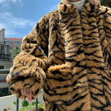 Tiger Stripe Fur Coat - limetliss