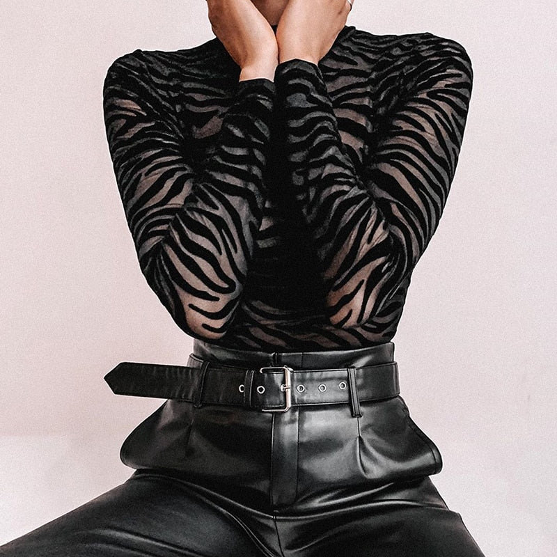 Zebra Black Transparent Bodysuit - limetliss