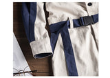 beige blue belt jumpsuits