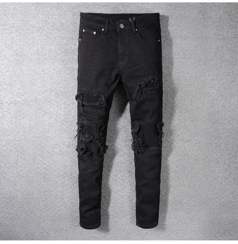 black distressed ripped denim jeans