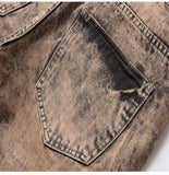 Rust Ripped Straight Denim Jeans