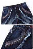 studded flare ripped denim jeans