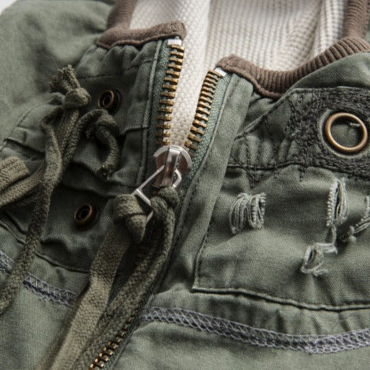 Army Green Patchwork Hoodie