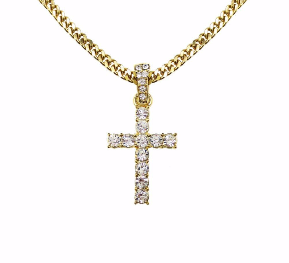 Iced Out Flooded Crystal Cross Chain - limetliss