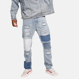 Quad Patched Ripped Denim Jeans - limetliss